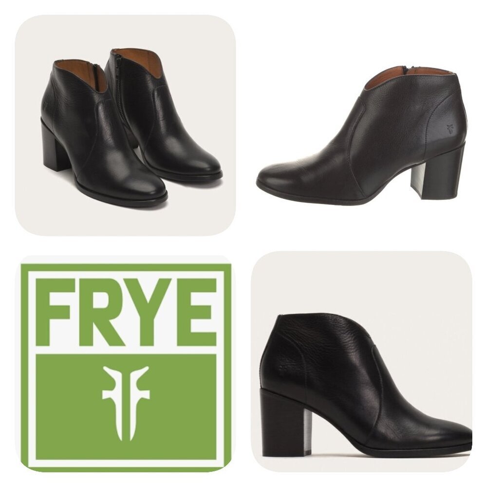 Frye - Nora Zip Short Ankle Leather Boots Black Women's Size US 8.5M